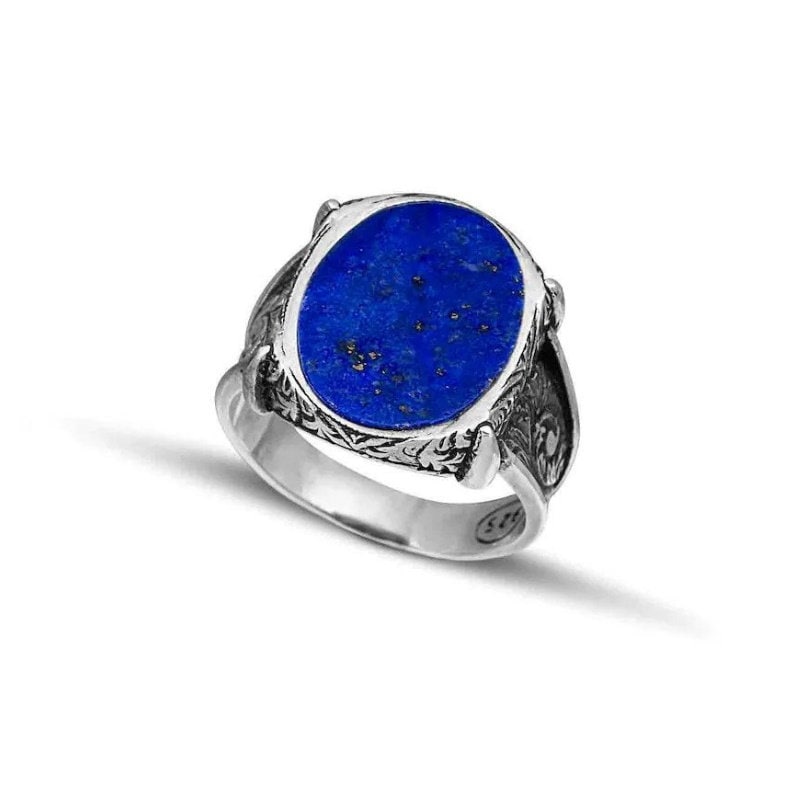 Männer Sterling Silber Ring Mit Lapislazuli Stein von Greekjewls