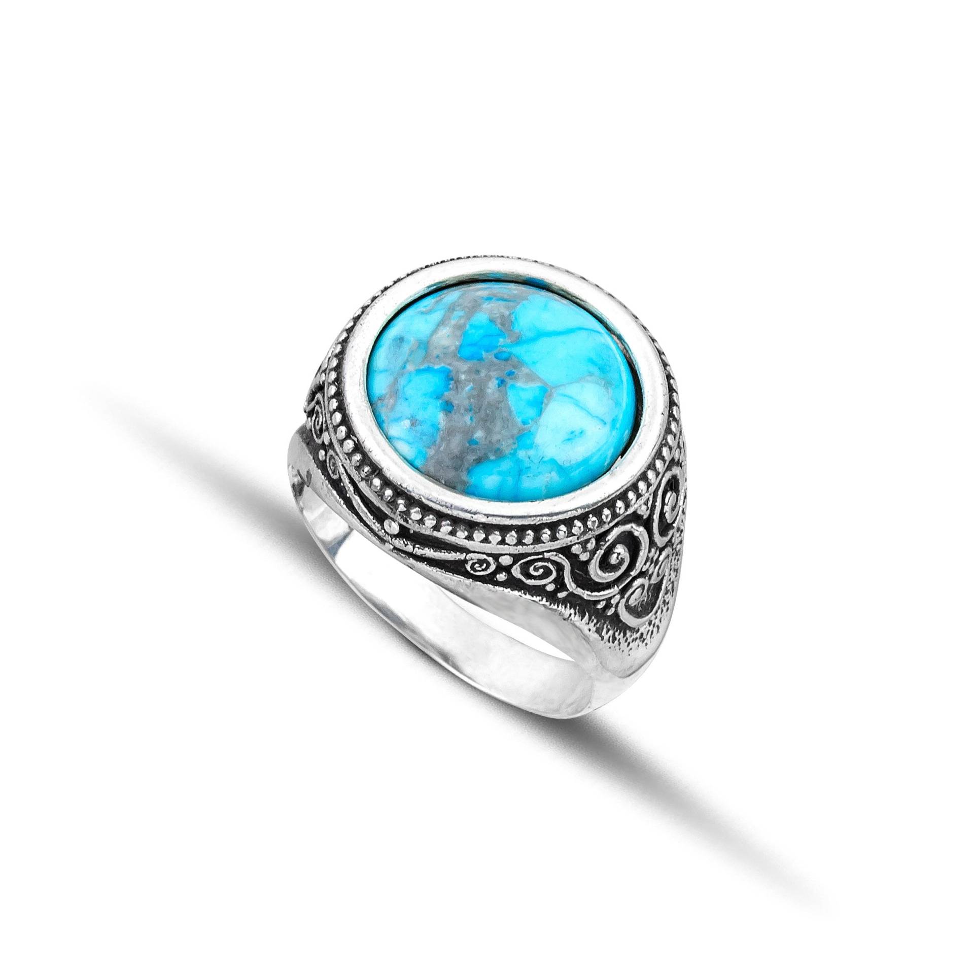 Sterling Silber Herren Ring Mit Chaolith Stein Sterling Silber Herren Ring Mit Chaolith Stein von Greekjewls