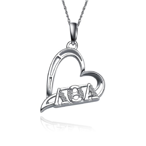 Lambda Theta Alpha Halskette mit einer 45,7 cm Silber Kette – Herz Form (lta-p003) von Greekstar