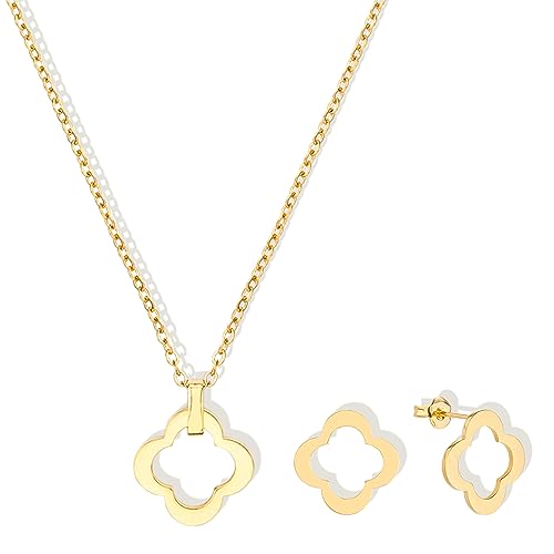 Green Beauty Life - Elegantes Schmuckset Gold Damen | Kleeblatt Kette und Ohrringe Kleeblatt | Zeitloses Design & hochwertige Verarbeitung | individuell in der Länge anpassbar | Glücksbringer Kette Green Beauty Life - Elegantes Schmuckset Gold Damen | Kleeblatt Kette und Ohrringe Kleeblatt | Zeitloses Design & hochwertige Verarbeitung | individuell in der Länge anpassbar | Glücksbringer Kette von Green Beauty Life