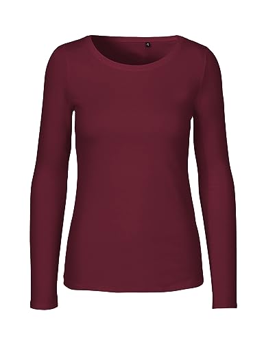 Green Cat- Damen Langarmshirt, 100% Bio-Baumwolle. Fairtrade, Oeko-Tex und Ecolabel Zertifiziert, Textilfarbe: Bordeaux, Gr. M von Green Cat