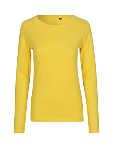 Green Cat- Damen Langarmshirt, 100% Bio-Baumwolle. Fairtrade, Oeko-Tex und Ecolabel Zertifiziert, Textilfarbe: gelb, Gr. M von Green Cat