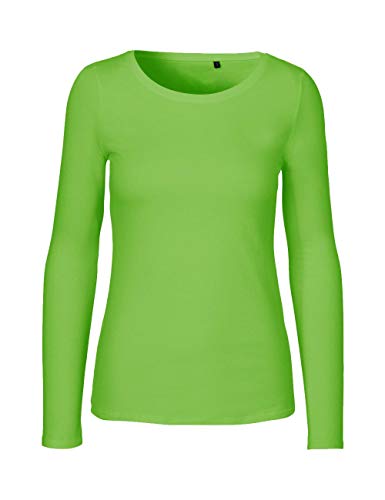 Green Cat Damen Langarmshirt, 100% Bio-Baumwolle. Fairtrade, Oeko-Tex und Ecolabel Zertifiziert, Textilfarbe: Limette, Gr.: L von Green Cat