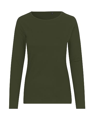 Green Cat- Damen Langarmshirt, 100% Bio-Baumwolle. Fairtrade, Oeko-Tex und Ecolabel Zertifiziert, Textilfarbe: Oliv, Gr. M von Green Cat