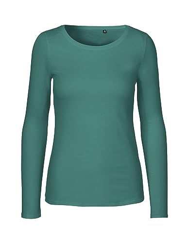 Green Cat Damen Langarmshirt, 100% Bio-Baumwolle. Fairtrade, Oeko-Tex und Ecolabel Zertifiziert, Textilfarbe: Teal, Gr.: L von Green Cat
