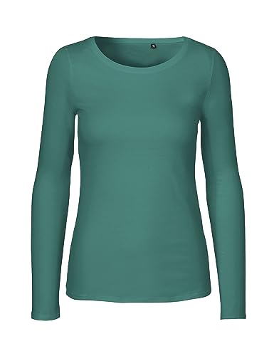 Green Cat Damen Langarmshirt, 100% Bio-Baumwolle. Fairtrade, Oeko-Tex und Ecolabel Zertifiziert, Textilfarbe: Teal, Gr.: S von Green Cat