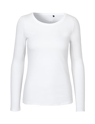 Green Cat- Damen Langarmshirt, 100% Bio-Baumwolle. Fairtrade, Oeko-Tex und Ecolabel Zertifiziert, Textilfarbe: Weiss, Gr. L von Green Cat