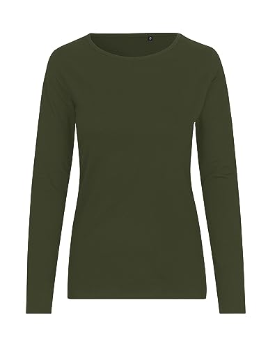 Green Cat- Damen Langarmshirt, 100% Bio-Baumwolle. Fairtrade, Oeko-Tex und Ecolabel Zertifiziert, Textilfarbe: Oliv, Gr. L von Green Cat