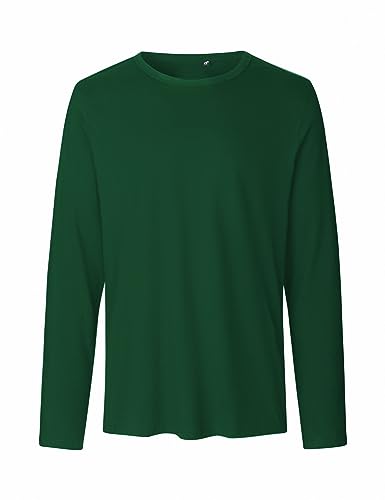 Green Cat Herren Langarm T-Shirt, 100% Bio-Baumwolle. Fairtrade, Oeko-Tex und Ecolabel Zertifiziert, Flaschengrün, L von Green Cat