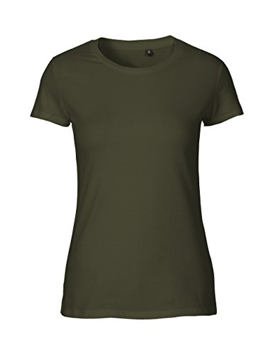 Green Cat Ladies Fitted T-Shirt, 100% Bio-Baumwolle. Fairtrade, Oeko-Tex und Ecolabel Zertifiziert, Textilfarbe: Oliv, Gr.: M von Green Cat