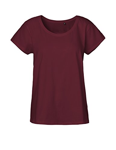 Green Cat Ladies Loose Fit T-Shirt, 100% Bio-Baumwolle. Fairtrade, Oeko-Tex und Ecolabel Zertifiziert, Textilfarbe: Bordeaux, Gr.: L von Green Cat