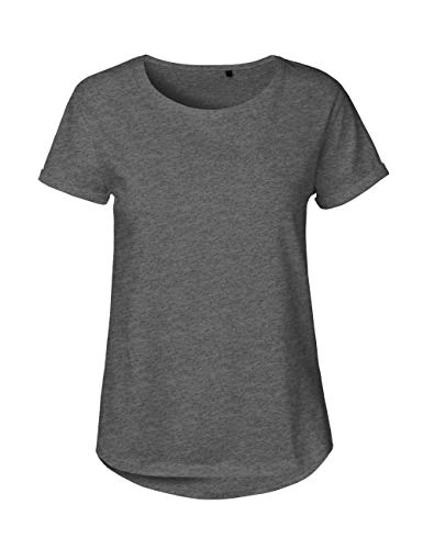Green Cat Ladies Roll Up Sleeve T-Shirt, 100% Bio-Baumwolle. Fairtrade, Oeko-Tex und Ecolabel Zertifiziert, Textilfarbe: dunkelgrau, Gr.: L von Green Cat