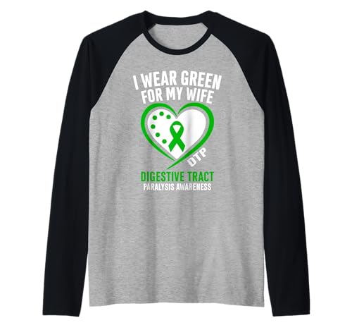 Herren Ich trage Grün für das DTP-Bewusstsein meiner Frau Raglan von Green DTP Awareness Apparel.