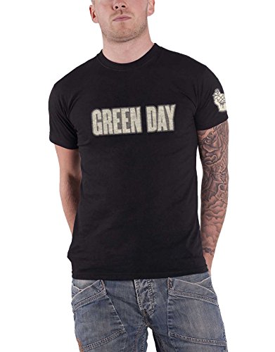 Green Day T Shirt Band Logo & Grenade Applique Nue offiziell Herren Schwarz L von Green Day