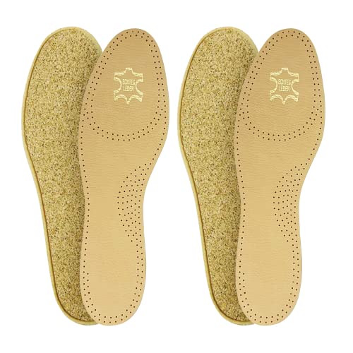 Green Feet 2 Paar Schuheinlagen aus Leder mit Sohle aus Kork, Einlegesohle, Damen, Herren, Gr. 45 von Green Feet