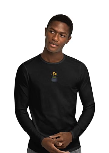 Green Fish, Basic Herren Langarm T-Shirt, 100% Baumwolle, Regular Fit, Digital Icon Printed, Größe: XL, Farbe: Schwarz von Green Fish