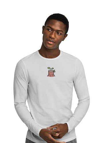 Green Fish, Basic Herren Langarm T-Shirt, 100% Baumwolle, Regular Fit, Digital Icon Printed, Größe: XL, Farbe: Weiß von Green Fish