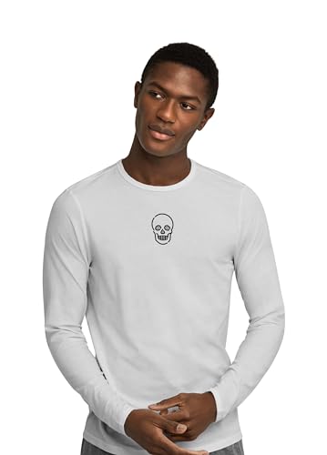 Green Fish, Basic Herren Langarm T-Shirt, 100% Baumwolle, Regular Fit, Digital Icon Printed, Größe: XL, Farbe: Weiß von Green Fish