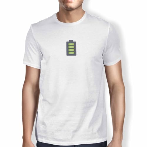 Green Fish, Basic Herren T-Shirt, 100% Baumwolle, Regular Fit, Digital Icon Printed, Größe: L, Farbe: Weiß von Green Fish