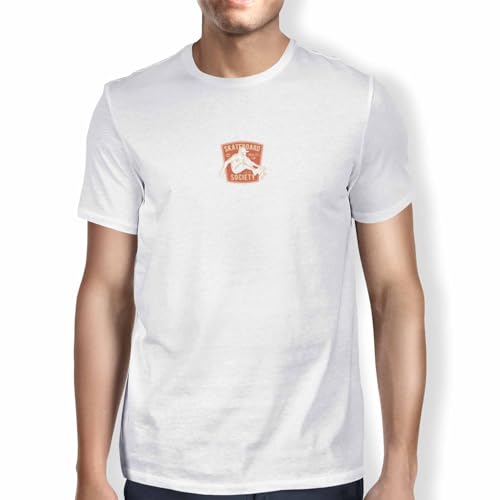 Green Fish, Basic Herren T-Shirt, 100% Baumwolle, Regular Fit, Digital Icon Printed, Größe: S, Farbe: Weiß von Green Fish