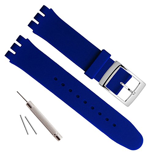 Silber überzogene Edelstahlschnalle wasserdichtes Silikonkautschuk-Uhrenarmband (19mm, Azure) von OliBoPo