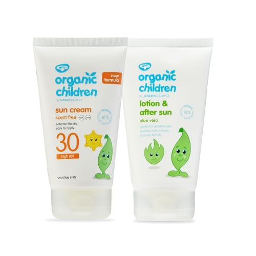 Green People Bio-Kinder Sonnencreme SPF30 + After Sun - Natürlicher, Bio-Sonnenschutz für Kinder - Einfach aufzutragen - Vegan & Tierversuchsfrei - 2x150ml von Green People