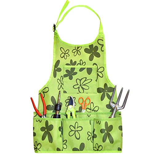 Oxford-Stoff Garten Schürze - 14 Taschen Wasserdichte Gartenschürze für Frauen mit Taschen - Multifunktionale Schürze für Gartenarbeit, Kochen, Putzen und Holzarbeiten - Grüne Gartenschürze von Green Thumbz