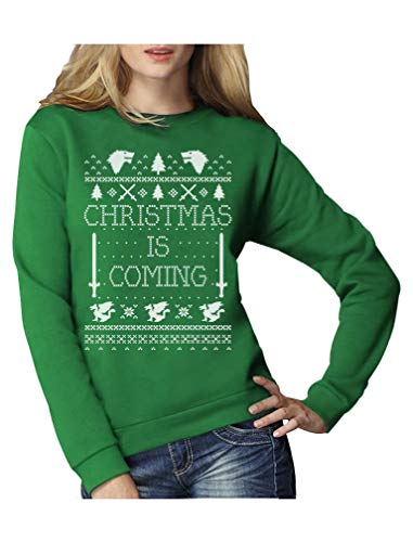 Christmas is Coming - Weihnachtspullover Damen für GOT Fans Frauen Sweatshirt Large Grün von Green Turtle T-Shirts