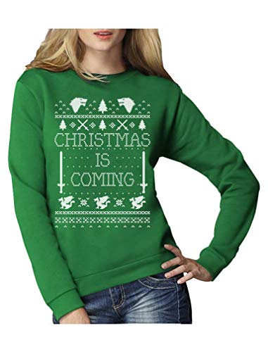 Christmas is Coming - Weihnachtspullover Damen für GOT Fans Frauen Sweatshirt Small Grün von Green Turtle T-Shirts