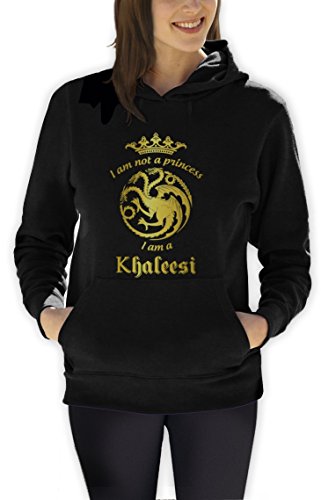 Game I'm Not A Princess I'm A Khaleesi Thrones Damen Schwarz Medium Kapuzenpullover Hoodie von Green Turtle T-Shirts