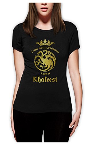 Game I'm Not A Princess I'm A Khaleesi Thrones GOT Damen Schwarz X-Large T-Shirt Slim Fit von Green Turtle T-Shirts