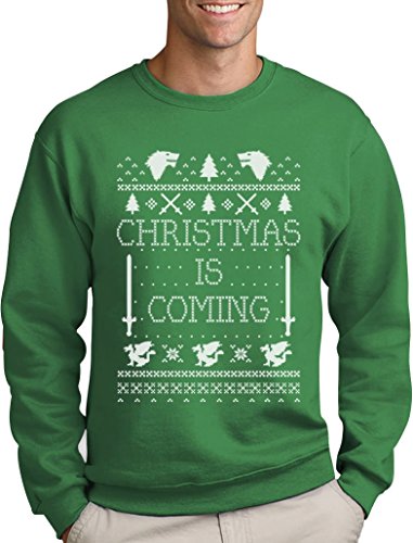 Green Turtle T-Shirts Christmas is Coming - Weihnachtspullover Männer für GOT Fans Sweatshirt Medium Grün von Green Turtle T-Shirts