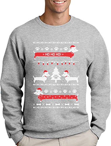 Green Turtle T-Shirts Herren Weihnachtspullover Hundeliebhaber Dackel Sweatshirt XX-Large Grau von Green Turtle T-Shirts