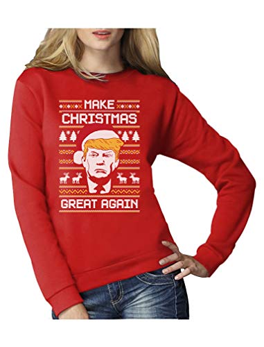 Green Turtle T-Shirts Make Christmas Great Again Trump Damen Ugly Christmas Sweater Damen Sweatshirt Large Rot von Green Turtle T-Shirts