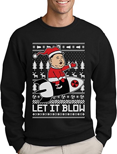 Green Turtle T-Shirts Nordkoreanische Weihnachten Männer Weihnachtspullover - Let It Blow Sweatshirt XX-Large Schwarz von Green Turtle T-Shirts