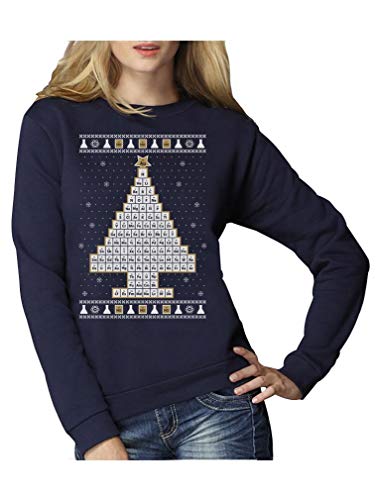 Green Turtle T-Shirts Periodensystem Weihnachtsbaum Ugly Christmas Pullover Frauen Sweatshirt Small Marineblau von Green Turtle T-Shirts