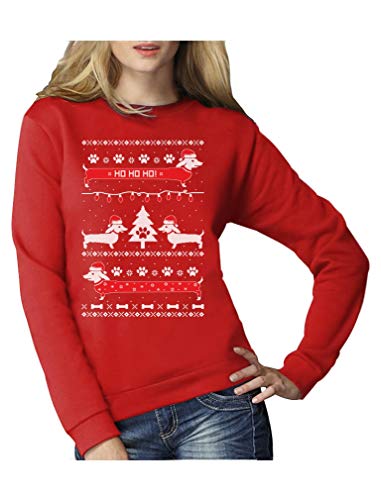 Green Turtle T-Shirts Weihnachtspullover Hundeliebhaber Dackel Frauen Sweatshirt XX-Large Rot von Green Turtle T-Shirts