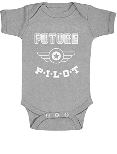 Green Turtle T-Shirts Zukünftiger Future Pilot - Geschenk für Piloten Baby Baby Strampler Body Kurzarm 0-3 Months Grau von Green Turtle T-Shirts