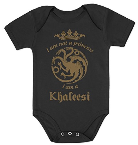 I am not a Princess I am a Khaleesi Fan Motiv Gold Baby Body Kurzarm-Body Newborn Schwarz von Green Turtle T-Shirts