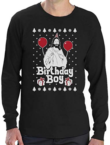 Jesus Christus Birthday Boy Witziges Weihnachten Design Langarm T-Shirt Large Schwarz von Green Turtle T-Shirts