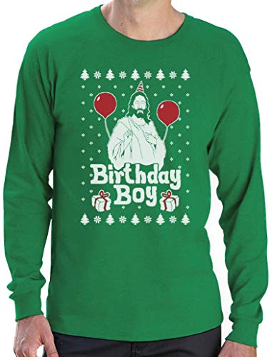 Jesus Christus Birthday Boy Witziges Weihnachten Design Langarm T-Shirt X-Large Grün von Green Turtle T-Shirts