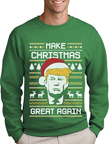 Green Turtle T-Shirts Make Christmas Great Again Trump Herren Ugly Christmas Sweater Sweatshirt Large Grün von Green Turtle T-Shirts