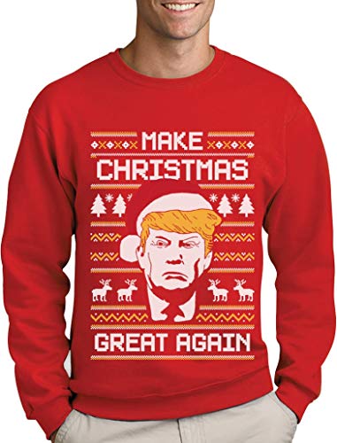 Green Turtle T-Shirts Make Christmas Great Again Trump Herren Ugly Christmas Sweater Sweatshirt Medium Rot von Green Turtle T-Shirts