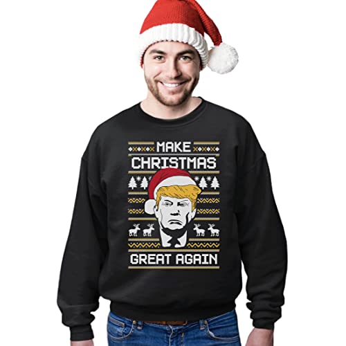 Green Turtle T-Shirts Make Christmas Great Again Trump Herren Ugly Christmas Sweater Sweatshirt Medium Schwarz von Green Turtle T-Shirts