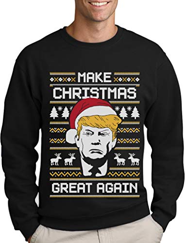 Green Turtle T-Shirts Make Christmas Great Again Trump Herren Ugly Christmas Sweater Sweatshirt XX-Large Schwarz von Green Turtle T-Shirts