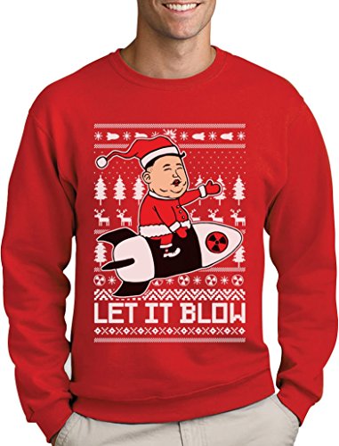 Green Turtle T-Shirts Nordkoreanische Weihnachten Männer Weihnachtspullover - Let It Blow Sweatshirt Large Rot von Green Turtle T-Shirts