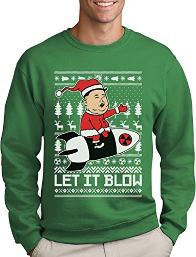 Green Turtle T-Shirts Nordkoreanische Weihnachten Männer Weihnachtspullover - Let It Blow Sweatshirt X-Large Grün von Green Turtle T-Shirts