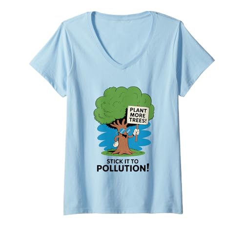 Damen Plant More Trees Cool Sonnenbrille Tree Earth Day T-Shirt mit V-Ausschnitt Damen Plant More Trees Cool Sonnenbrille Tree Earth Day T-Shirt mit V-Ausschnitt von Green Vibes Apparel