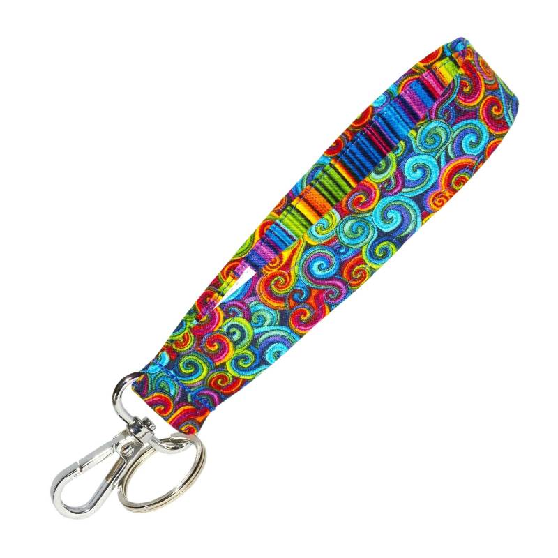 Psychedelic Swirls Schlüsselanhänger Bunter Regenbogen Geometrisch Handschlaufe Handtaschen Geschenk Für Sie 2, 5 X 15 cm von GreenAcornKitchen