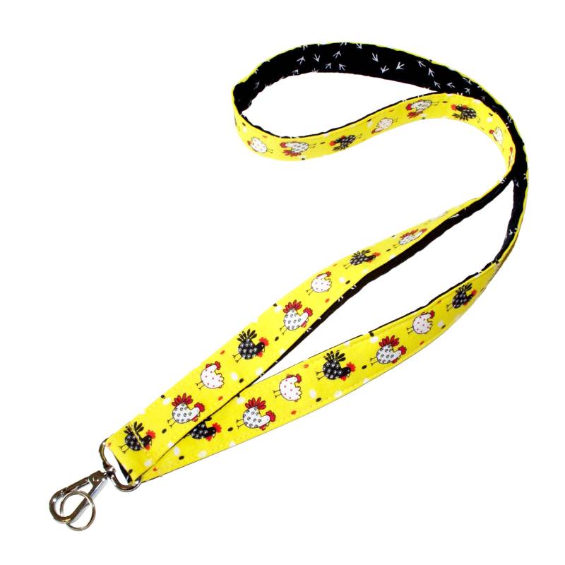 Süßes Hühner Wende-Lanyard Hühner-Umhängeband Gelb-Schwarzer Ausweishalter Schlüsselanhänger 1x36 Zoll Mit Drehclip Lanyard-Geschenk von GreenAcornKitchen
